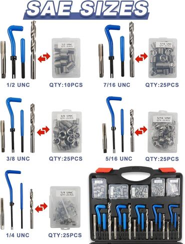51PCS Thread Restorer Tool，Thread Repair Tool Kit with 22 Taps 24 Dies 3 Thread Files 2 Thread Gauges，Master Thread Rethreading Kit UNC UNF & Metric Thread Chaser Set，Rethread Repair Tool in Saudi Arabia