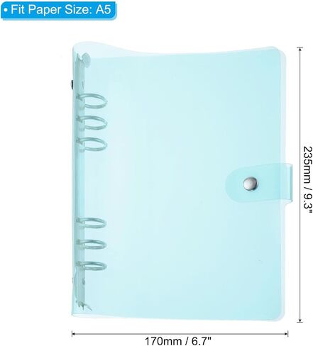 PATIKIL A5 Clear Binder Cover, Soft PVC Bling Loose Leaf Binder Protector Refillable Notebook Shell with Snap Button Closure for DIY Meeting Notebook Folder, Blue in Saudi Arabia