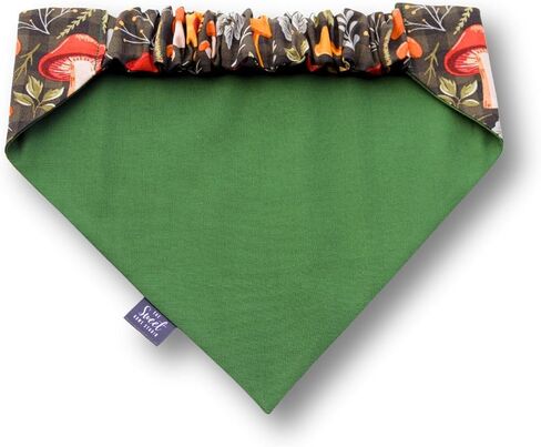 Fall Scrunchie Dog Bandana, Handmade Halloween, Thanksgiving, Harvest Pet Neckerchief, Dog & Cat Accessory, Perfect Autumn Photo Prop, Gift for Dog (Mushrooms and Sunflowers, Large) in Kuwait