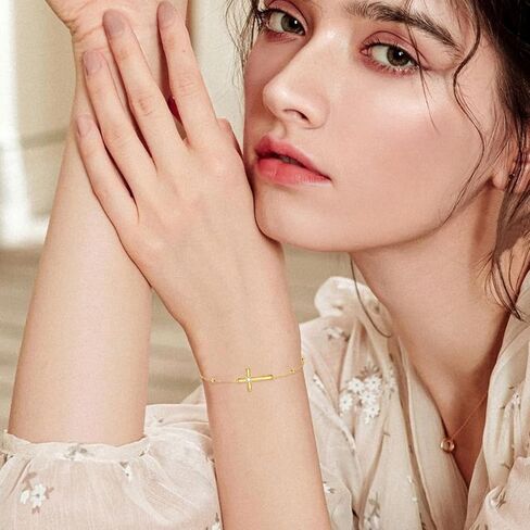 KECHO 14k Gold Cross Bracelets for Women Religious Cross Adjustable Link Chain Jewellery Gifts in Saudi Arabia