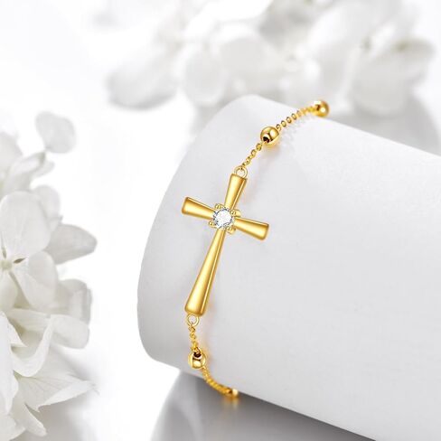 KECHO 14k Gold Cross Bracelets for Women Religious Cross Adjustable Link Chain Jewellery Gifts in Saudi Arabia