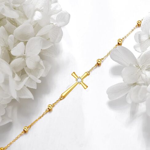 KECHO 14k Gold Cross Bracelets for Women Religious Cross Adjustable Link Chain Jewellery Gifts in Saudi Arabia