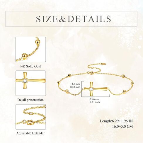 KECHO 14k Gold Cross Bracelets for Women Religious Cross Adjustable Link Chain Jewellery Gifts in Saudi Arabia