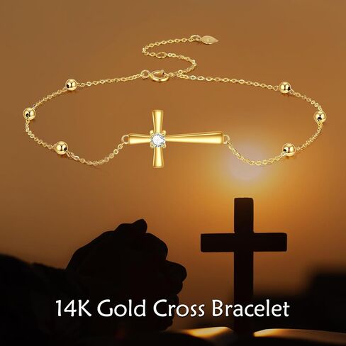 KECHO 14k Gold Cross Bracelets for Women Religious Cross Adjustable Link Chain Jewellery Gifts in Saudi Arabia