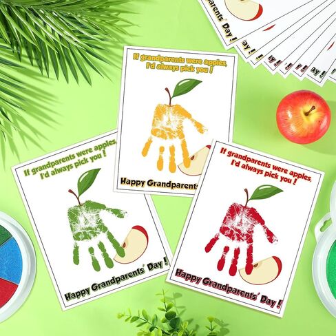 Motipuns 30 PCS Grandparents Day Crafts for Kids Handprint Handprint Cards Homports with 3 PCS Barge Ink Palcs for Preschool Rivinergarten Grandparents Day Tives Brafs (Flower ، Classic) in Saudi Arabia