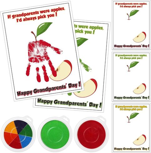 Motipuns 30 PCS Grandparents Day Crafts for Kids Handprint Handprint Cards Homports with 3 PCS Barge Ink Palcs for Preschool Rivinergarten Grandparents Day Tives Brafs (Flower ، Classic) in Saudi Arabia