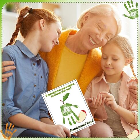Motipuns 30 PCS Grandparents Day Crafts for Kids Handprint Handprint Cards Homports with 3 PCS Barge Ink Palcs for Preschool Rivinergarten Grandparents Day Tives Brafs (Flower ، Classic) in Saudi Arabia