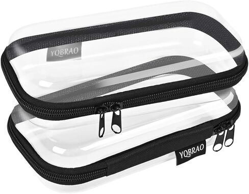 3 Pack Clear Hard Shell Zipper Case - Clear Waterproof Cosmetic Bag with Zipper, Kid's Toy Storage Organizer Bins, Charging Cables, creative journaling, painting brushes, Threads,Sketch Supplies in Saudi Arabia