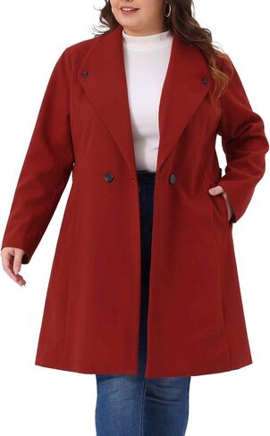 Agnes Orinda Plus Size Winter Coats for Women Label Single Breadted مع معاطف خندق Pocket Pea Coats in Saudi Arabia