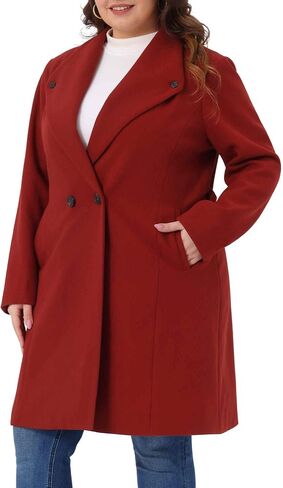 Agnes Orinda Plus Size Winter Coats for Women Label Single Breadted مع معاطف خندق Pocket Pea Coats in Saudi Arabia