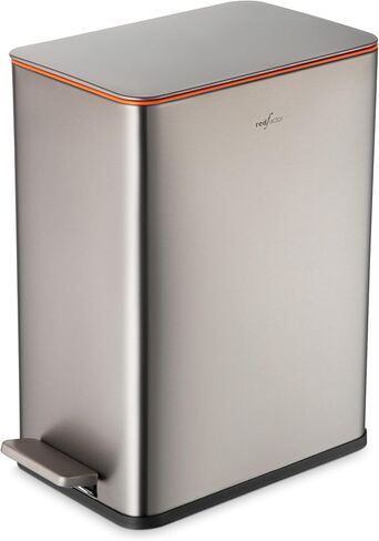 RedFactor Slim 2.6 Gallon Stainless Steel Pedal Trash Can with Soft Close Lid for Narrow Spaces – Wastebasket Bin with Removable Inner Bucket for Bathroom, Kitchen, Bedroom or Office (Copper) in Saudi Arabia