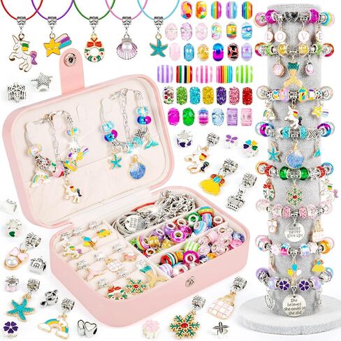 Sofier Bracelet Making Kit for Girls DIY Beads Charms Set Teen Girl Gifts for Birthday Christmas Arts and Crafts Kit with Portable Organizer Box in Saudi Arabia