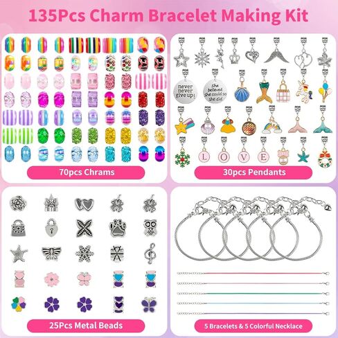 Sofier Bracelet Making Kit for Girls DIY Beads Charms Set Teen Girl Gifts for Birthday Christmas Arts and Crafts Kit with Portable Organizer Box in Saudi Arabia
