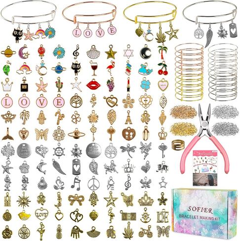 Sofier Bracelet Making Kit for Girls DIY Beads Charms Set Teen Girl Gifts for Birthday Christmas Arts and Crafts Kit with Portable Organizer Box in Saudi Arabia