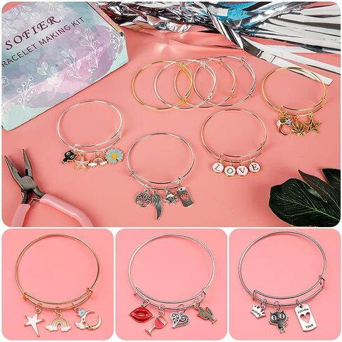 Sofier Bracelet Making Kit for Girls DIY Beads Charms Set Teen Girl Gifts for Birthday Christmas Arts and Crafts Kit with Portable Organizer Box in Saudi Arabia