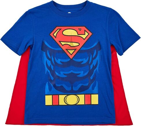 Superman Costume Boy's Blue Crew Neck Short Sleeve Cosplay T-Shirt مع رأس قابلة للفصل in Kuwait