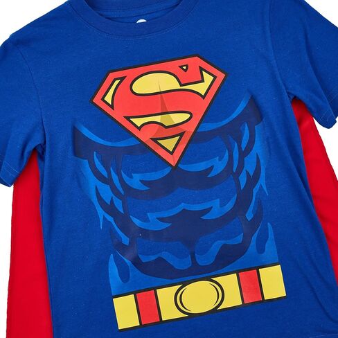 Superman Costume Boy's Blue Crew Neck Short Sleeve Cosplay T-Shirt مع رأس قابلة للفصل in Kuwait