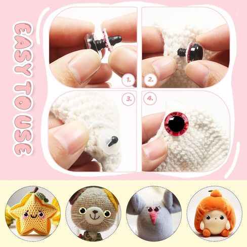 TOOOB 32PCS 14 مم بريق السلامة عيون بلاستيكية الحرف الكروشيه الدمية عيون 8 ألوان جولة محشوة الحيوانات مع الغسالات لدمى دمية الدب Amigurumis DIY in Saudi Arabia