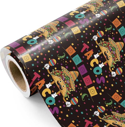 Wrapaholic Taco Wrapp Paper - Mini Roll - 17 Ing × 16.5 قدم - ورقة تغليف الطعام التقليدية Tacos ، مثالية لعيد الميلاد ، حفلة مكسيكية ، تاكو الثلاثاء in Saudi Arabia