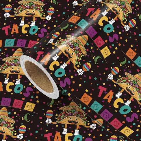 Wrapaholic Taco Wrapp Paper - Mini Roll - 17 Ing × 16.5 قدم - ورقة تغليف الطعام التقليدية Tacos ، مثالية لعيد الميلاد ، حفلة مكسيكية ، تاكو الثلاثاء in Saudi Arabia