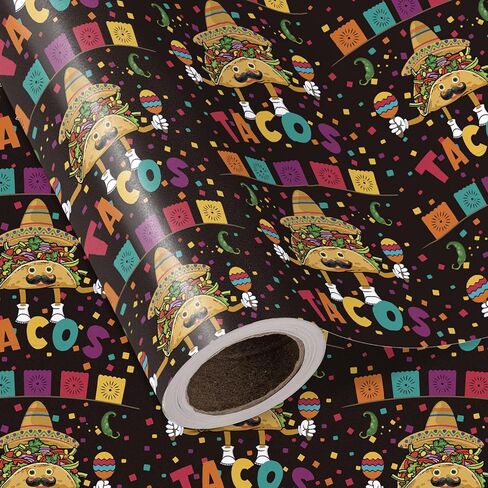 Wrapaholic Taco Wrapp Paper - Mini Roll - 17 Ing × 16.5 قدم - ورقة تغليف الطعام التقليدية Tacos ، مثالية لعيد الميلاد ، حفلة مكسيكية ، تاكو الثلاثاء in Saudi Arabia