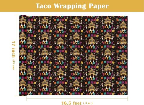 Wrapaholic Taco Wrapp Paper - Mini Roll - 17 Ing × 16.5 قدم - ورقة تغليف الطعام التقليدية Tacos ، مثالية لعيد الميلاد ، حفلة مكسيكية ، تاكو الثلاثاء in Saudi Arabia