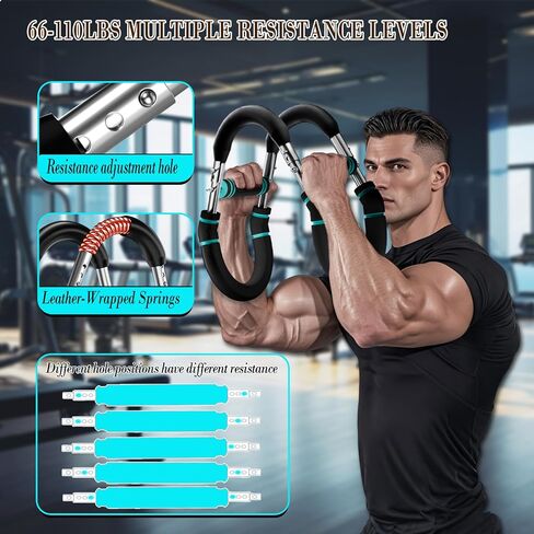 Twister Arm Trainer, Adjustable Chest Workout Equipment with Forearm Wrist Sleeves, 9 Resistance Levels(66-110lb) Chest Exerciser for Men , Portable Exercise Equipment for Home & Gym in Saudi Arabia