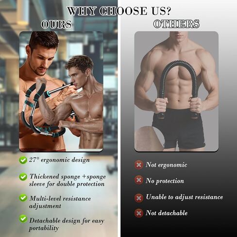 Twister Arm Trainer, Adjustable Chest Workout Equipment with Forearm Wrist Sleeves, 9 Resistance Levels(66-110lb) Chest Exerciser for Men , Portable Exercise Equipment for Home & Gym in Saudi Arabia