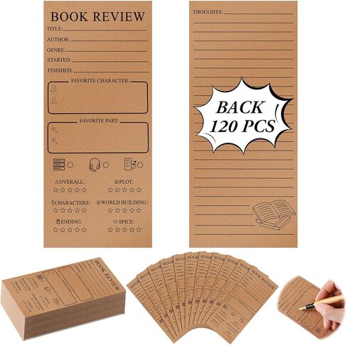 MARSPARK 120 PIES BOOK Review Lotclarks Bulk 3.5 × 8 Inch Double -Side Kraft Reading Log -Back to School Gift for Bookworms Bookish Party Favors in Saudi Arabia