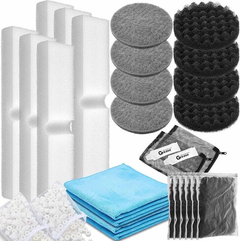 22 Pcs Compatible with Fluval Fx4/fx5/fx6 Replacement Filters Media Kit Aquarium Filter Including Bag Media, Carbon Foam Pad, Pads, Foam Block, Silicone Lube, Towels, Filter Bag(Gray) in Saudi Arabia