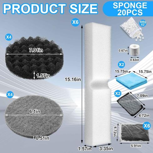 22 Pcs Compatible with Fluval Fx4/fx5/fx6 Replacement Filters Media Kit Aquarium Filter Including Bag Media, Carbon Foam Pad, Pads, Foam Block, Silicone Lube, Towels, Filter Bag(Gray) in Saudi Arabia