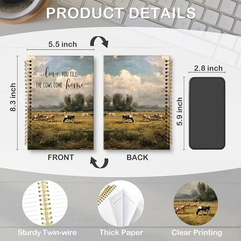 Monalet Highland Cow Cattle Gifts A5 Spiral Noteboor ، Live Like Leved the Gate Open Hardcover Daily Journal المبطنة لمكتب العمل المدرسي ، دفتر Notebosition Scottish Cows Composition 5.5x8.3 in Saudi Arabia