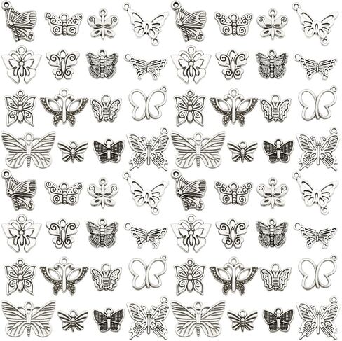 Youdiyla 110PCS Ancient Silver Dragonfly Series Pendant Jewelry Making DIY Keychain Earrings Pendant Various Design Charms for Jewelry Making Bracelets Necklace (SN11) in Saudi Arabia