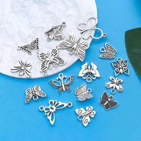 Youdiyla 110PCS Ancient Silver Dragonfly Series Pendant Jewelry Making DIY Keychain Earrings Pendant Various Design Charms for Jewelry Making Bracelets Necklace (SN11) in Saudi Arabia