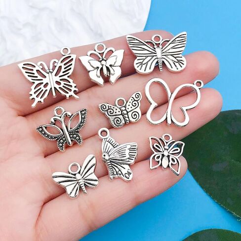 Youdiyla 110PCS Ancient Silver Dragonfly Series Pendant Jewelry Making DIY Keychain Earrings Pendant Various Design Charms for Jewelry Making Bracelets Necklace (SN11) in Saudi Arabia