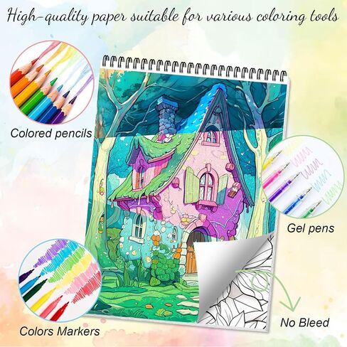 Coloring Books for Adults Relaxation Spiral Bound Printed On One Side, Coloring Book for Women with 24 Patterns One Sided Design, Mindfulness Anxiety Relief Gifts Melanin Magic in Saudi Arabia
