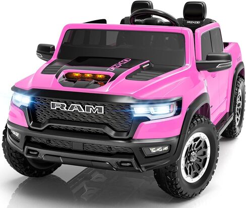 enyopro 24v ry on toys for big kids ، RAM 1500 Rho 2 ateater stidlers ركوب على السيارة مع التحكم عن بُعد ، سيارة كهربائية مع تخزين سرير الشاحنة ، الباب الخلفي الحقيقي ، الموسيقى ، مصابيح LED (أسود - باب مرتفع) in Kuwait