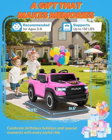 enyopro 24v ry on toys for big kids ، RAM 1500 Rho 2 ateater stidlers ركوب على السيارة مع التحكم عن بُعد ، سيارة كهربائية مع تخزين سرير الشاحنة ، الباب الخلفي الحقيقي ، الموسيقى ، مصابيح LED (أسود - باب مرتفع) in Kuwait