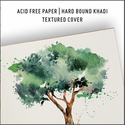 Creo Crafts A5 Square Hardcover Sketchbook – 40 Sheets / 80 Pages, 200 GSM Acid-Free Cartridge Paper – Ideal for Watercolor, Acrylic, Markers, Ink, Oil Pastels & Pencils – Khadi Cover in Kuwait