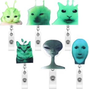 Geyoga 6 PCS animal badge reel cat مضحكة شارة لطيفة بكرات تساقط التمساح حامل مقطع للملحقات الممرضة الطبيب (مضحك) in Kuwait