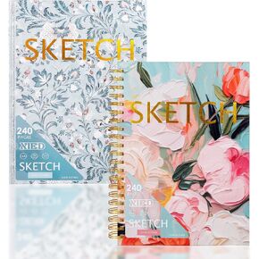 Xieed 【2+1 3 Pack 8 "x 11" كتاب رسم ، كتاب رسم ملزمة حلزوني*2 & غلاف رسم رسم*1،120 ورقة*3 ورق الرسم ، كتاب رسم فني مجاني للحمض للبالغين والمبتدئين الفنانين in Kuwait