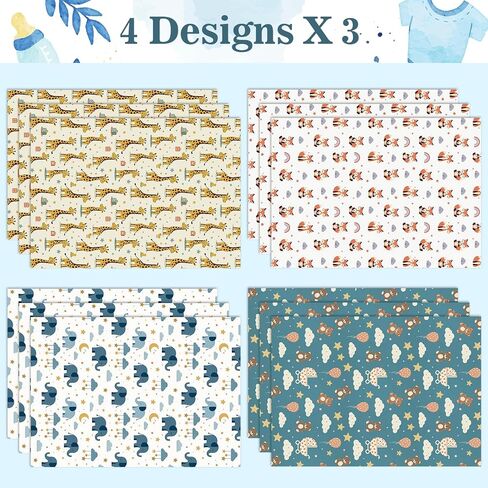Pineraap 12 Sheets Wolf Wrapping Paper, 27.6 x 19.7 In - Blue Wolf Howling Pattern Woodland Wrapping Paper with Forest Moon for Boys Birthday, Howling Theme Party, Christmas, Baby Shower in Saudi Arabia