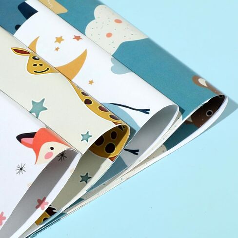 Pineraap 12 Sheets Wolf Wrapping Paper, 27.6 x 19.7 In - Blue Wolf Howling Pattern Woodland Wrapping Paper with Forest Moon for Boys Birthday, Howling Theme Party, Christmas, Baby Shower in Saudi Arabia