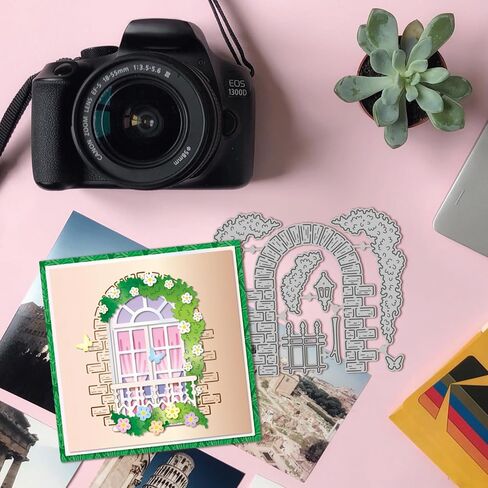 GLOBLELAND Flower Arch Door Cutting Dies Window Metal Die Cuts Brick Wall Cutting Embossing Templates for Scrapbooking Crafts Paper Cards Making in Kuwait