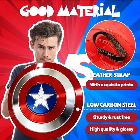 12 Inch Captain Round Shield,Superhero Shield Prop Role Play Toy,Halloween Cosplay Shield for Birthday Gift,Party Decoration in Saudi Arabia