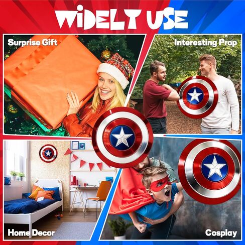 12 Inch Captain Round Shield,Superhero Shield Prop Role Play Toy,Halloween Cosplay Shield for Birthday Gift,Party Decoration in Saudi Arabia