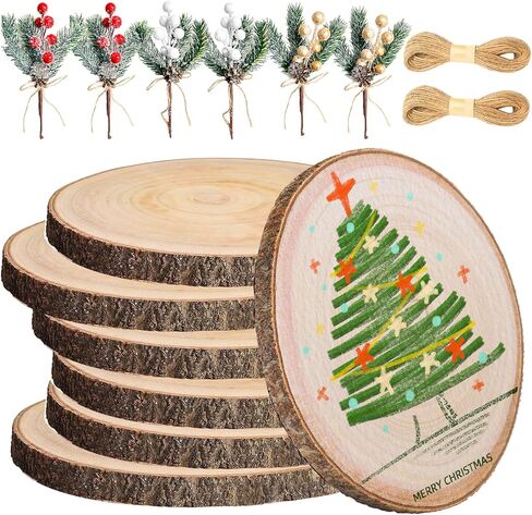 10 Pcs Wood Centerpieces for Tables, 8-10 Inches Round Wood Slices Circles for Crafts, Wooden Centerpieces Table Decorations Rustic Wood Pieces Wedding Decor Baby Shower Party in Kuwait