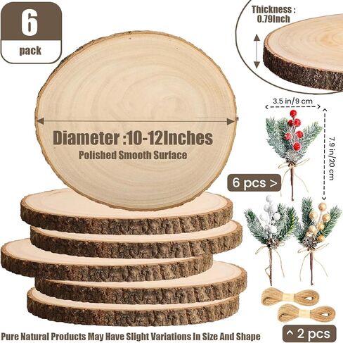 10 Pcs Wood Centerpieces for Tables, 8-10 Inches Round Wood Slices Circles for Crafts, Wooden Centerpieces Table Decorations Rustic Wood Pieces Wedding Decor Baby Shower Party in Kuwait