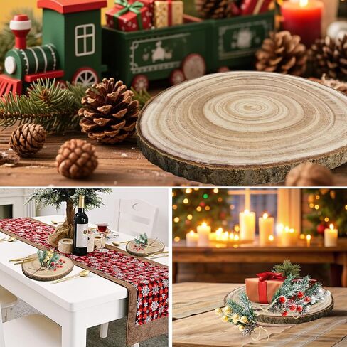 10 Pcs Wood Centerpieces for Tables, 8-10 Inches Round Wood Slices Circles for Crafts, Wooden Centerpieces Table Decorations Rustic Wood Pieces Wedding Decor Baby Shower Party in Kuwait