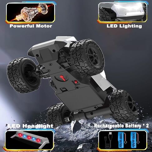 سيارة التحكم عن بُعد ، لعبة RC Cars ، سرعة عالية 20 كم/ساعة على الطرق الوعرة مع 2 المصابيح الأمامية وبطارية قابلة للشحن ، هدية ألعاب الديناصورات للأولاد البالغين 4 سنوات in Kuwait